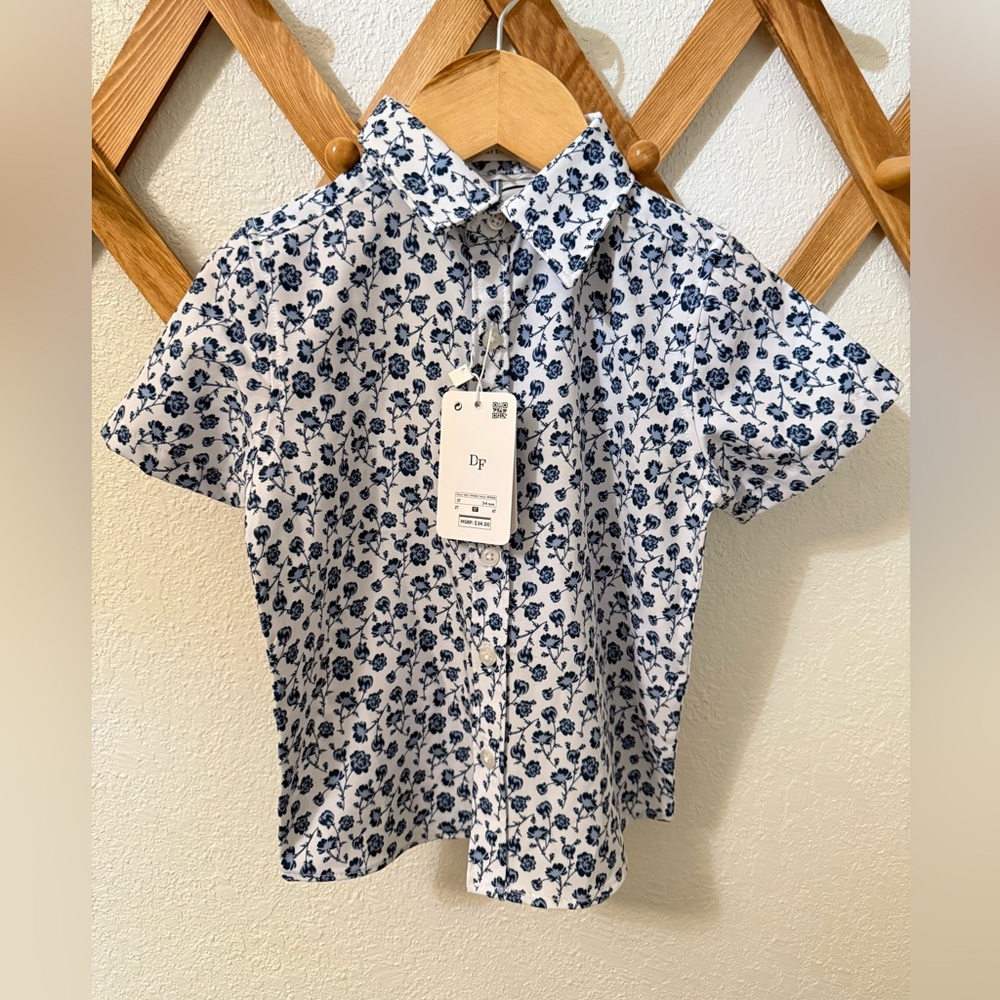 Denim & Flower Kids Navy Floral Button Down Shirt